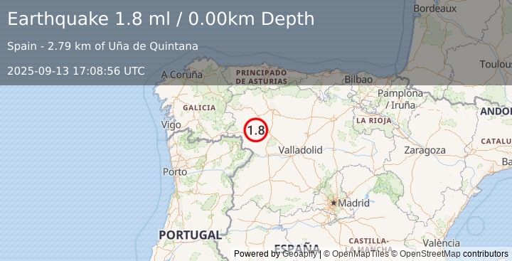 Earthquake SPAIN (1.8 ml) (2025-09-13 17:08:56 UTC)