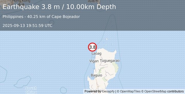 Earthquake LUZON, PHILIPPINES (3.8 m) (2025-09-13 19:51:59 UTC)