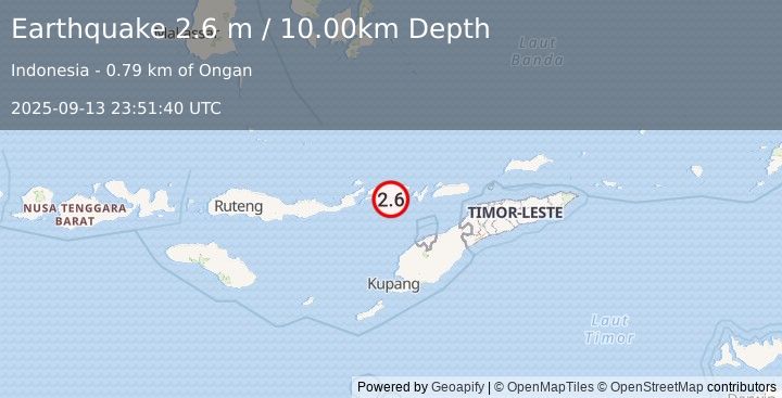 Earthquake FLORES REGION, INDONESIA (2.6 m) (2025-09-13 23:51:40 UTC)
