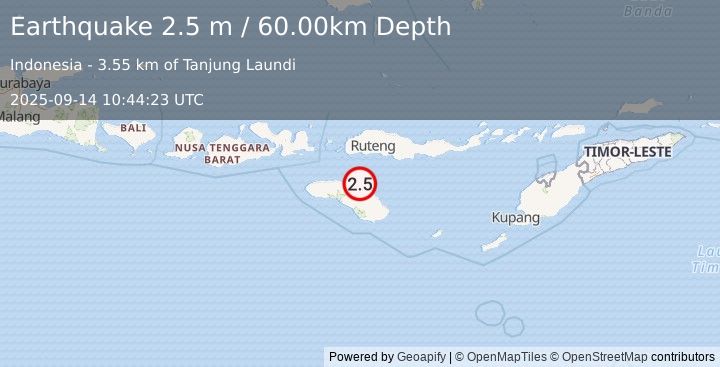 Earthquake SUMBA REGION, INDONESIA (2.5 m) (2025-09-14 10:44:23 UTC)