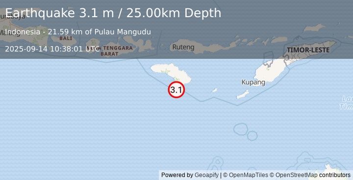 Earthquake SUMBA REGION, INDONESIA (3.1 m) (2025-09-14 10:38:01 UTC)