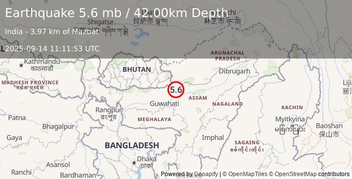 Earthquake ASSAM, INDIA (5.9 mb) (2025-09-14 11:11:48 UTC)