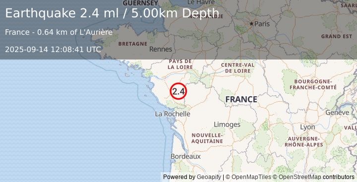 Earthquake FRANCE (2.4 ml) (2025-09-14 12:08:41 UTC)