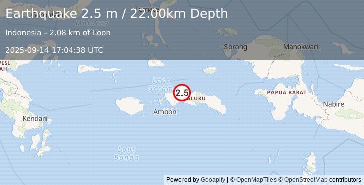 Earthquake CERAM SEA, INDONESIA (2.5 m) (2025-09-14 17:04:38 UTC)