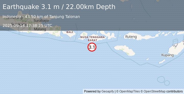 Earthquake SUMBAWA REGION, INDONESIA (3.1 m) (2025-09-14 17:38:25 UTC)