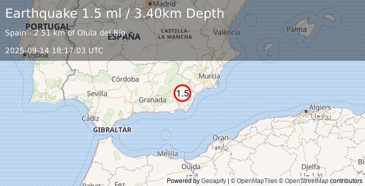 Earthquake SPAIN (1.5 ml) (2025-09-14 18:17:03 UTC)
