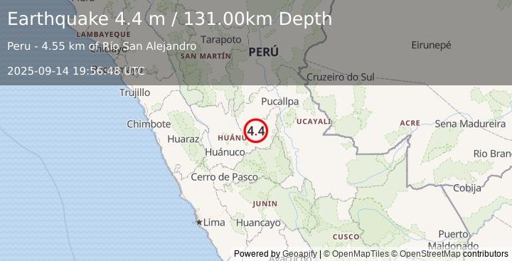 Earthquake CENTRAL PERU (4.4 m) (2025-09-14 19:56:48 UTC)
