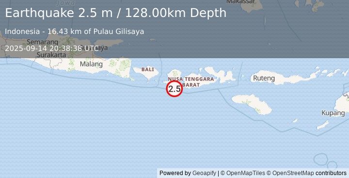 Earthquake LOMBOK REGION, INDONESIA (2.5 m) (2025-09-14 20:38:38 UTC)