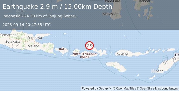Earthquake BALI SEA (2.9 m) (2025-09-14 20:47:55 UTC)