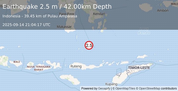 Earthquake FLORES SEA (2.5 m) (2025-09-14 21:04:17 UTC)