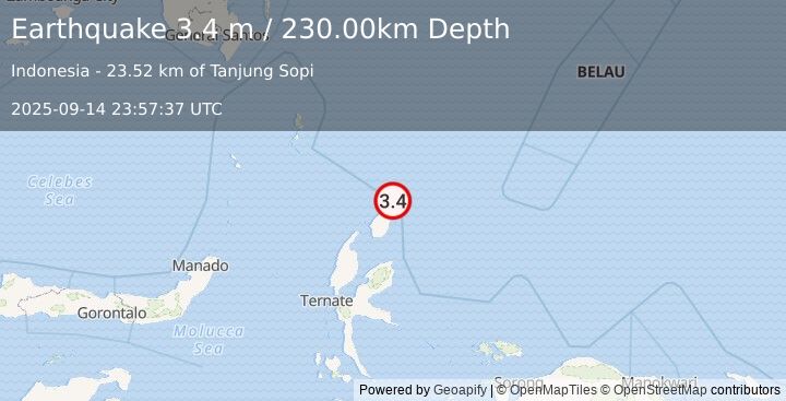 Earthquake HALMAHERA, INDONESIA (3.4 m) (2025-09-14 23:57:37 UTC)