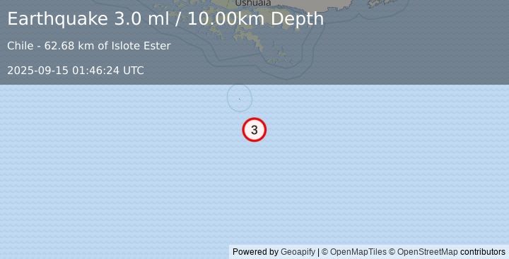 Earthquake DRAKE PASSAGE (3.0 ml) (2025-09-15 01:46:24 UTC)