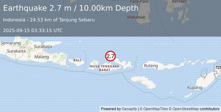 Earthquake BALI SEA (2.7 m) (2025-09-15 03:33:15 UTC)