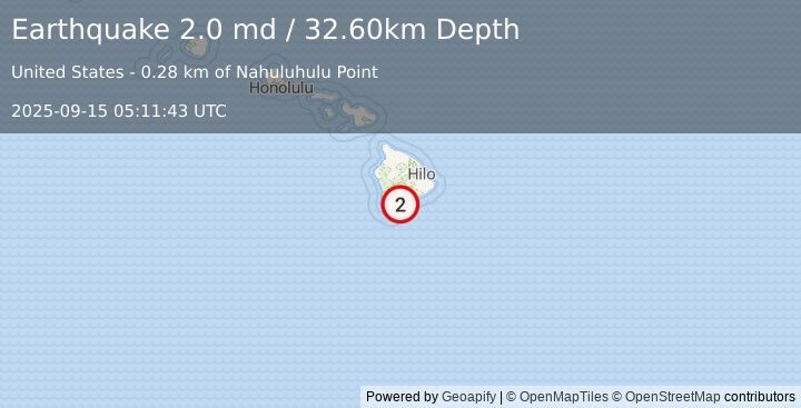 Earthquake ISLAND OF HAWAII, HAWAII (2.0 md) (2025-09-15 05:11:43 UTC)