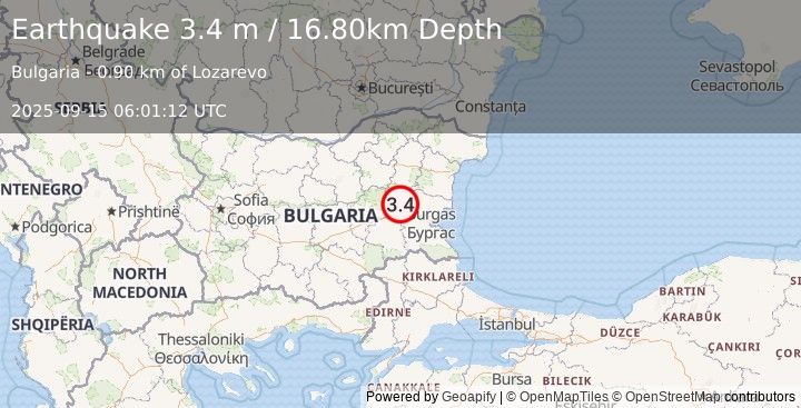 Earthquake BULGARIA (3.4 m) (2025-09-15 06:01:12 UTC)