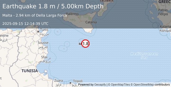 Earthquake MALTA REGION (1.8 m) (2025-09-15 12:14:39 UTC)