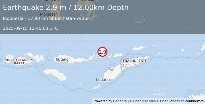 Earthquake FLORES REGION, INDONESIA (2.9 m) (2025-09-15 12:46:03 UTC)