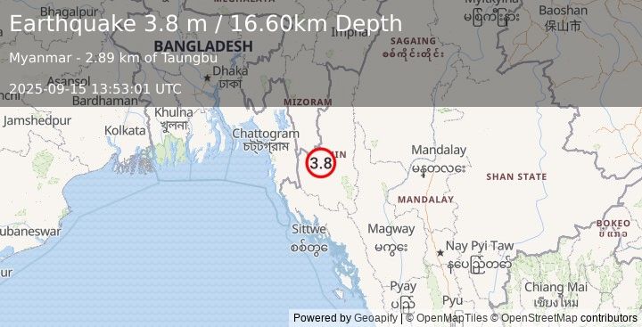 Earthquake MYANMAR (3.4 m) (2025-09-15 13:53:02 UTC)