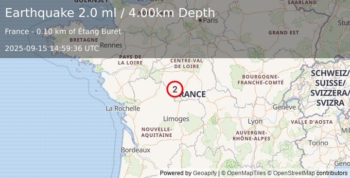 Earthquake FRANCE (2.2 ml) (2025-09-15 14:59:36 UTC)