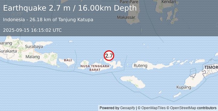 Earthquake FLORES SEA (2.7 m) (2025-09-15 16:15:02 UTC)