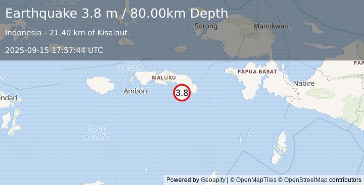 Earthquake SERAM, INDONESIA (3.8 m) (2025-09-15 17:57:44 UTC)