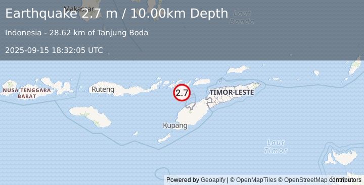 Earthquake FLORES REGION, INDONESIA (2.7 m) (2025-09-15 18:32:05 UTC)