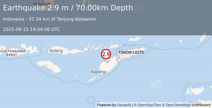 Earthquake KEPULAUAN ALOR, INDONESIA (2.9 m) (2025-09-15 19:04:06 UTC)