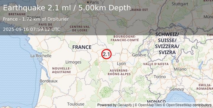 Earthquake FRANCE (2.1 ml) (2025-09-16 07:59:12 UTC)