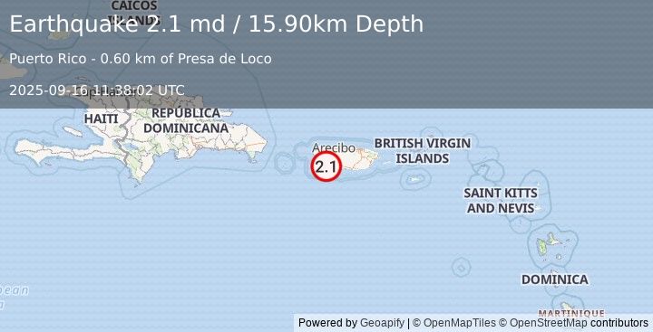 Earthquake PUERTO RICO (2.1 md) (2025-09-16 11:38:02 UTC)