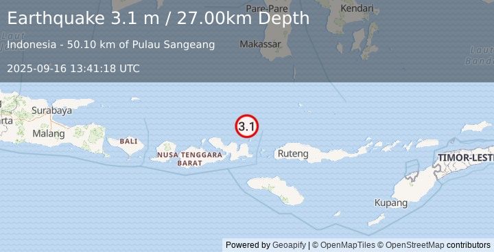 Earthquake FLORES SEA (3.1 m) (2025-09-16 13:41:18 UTC)