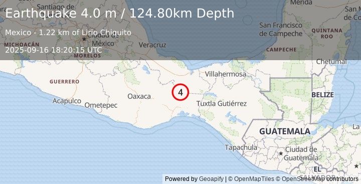 Earthquake VERACRUZ, MEXICO (4.0 m) (2025-09-16 18:20:15 UTC)