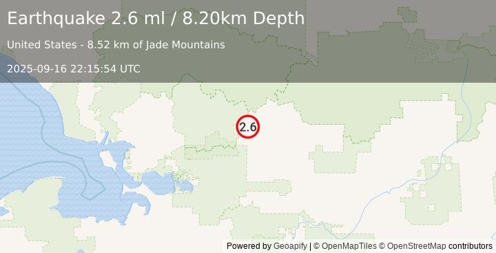 Earthquake NORTHERN ALASKA (2.6 ml) (2025-09-16 22:15:54 UTC)