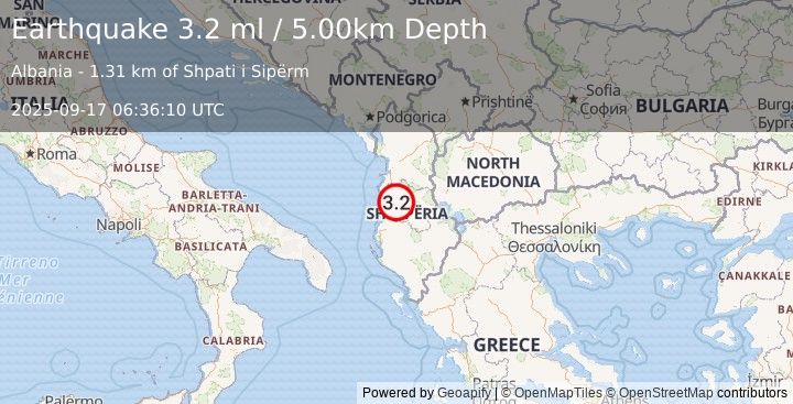 Earthquake ALBANIA (2.4 ml) (2025-09-17 06:36:09 UTC)
