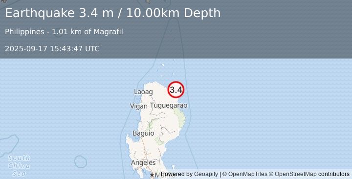 Earthquake LUZON, PHILIPPINES (3.4 m) (2025-09-17 15:43:47 UTC)