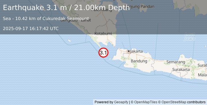 Earthquake SUNDA STRAIT, INDONESIA (3.1 m) (2025-09-17 16:17:42 UTC)