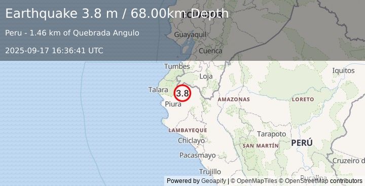 Earthquake PERU-ECUADOR BORDER REGION (3.8 m) (2025-09-17 16:36:41 UTC)