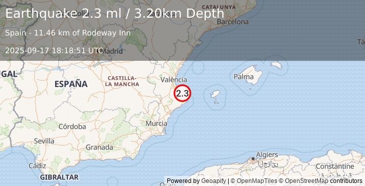 Earthquake SPAIN (2.3 ml) (2025-09-17 18:18:51 UTC)