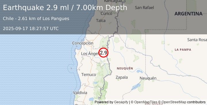 Earthquake BIO-BIO, CHILE (2.9 ml) (2025-09-17 18:27:57 UTC)