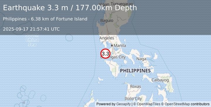 Earthquake LUZON, PHILIPPINES (3.3 m) (2025-09-17 21:57:41 UTC)