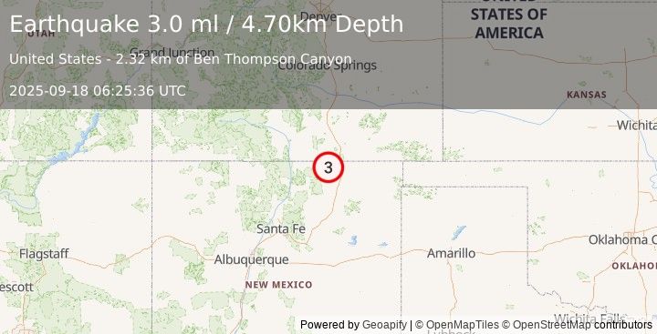 Earthquake NEW MEXICO (3.0 ml) (2025-09-18 06:25:36 UTC)