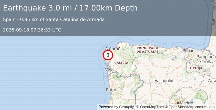 Earthquake SPAIN (2.6 ml) (2025-09-18 07:36:30 UTC)