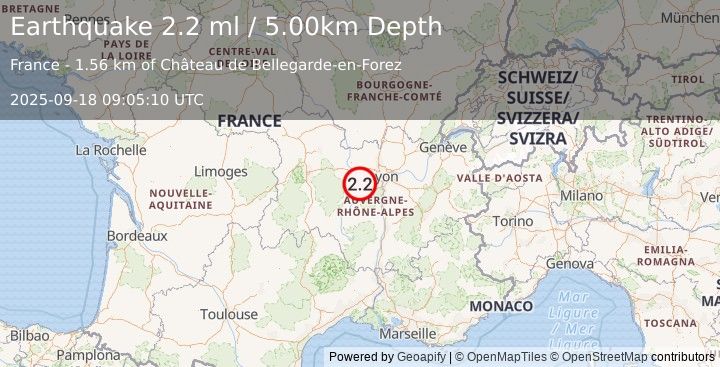 Earthquake FRANCE (2.2 ml) (2025-09-18 09:05:10 UTC)
