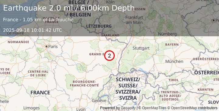 Earthquake FRANCE (2.0 ml) (2025-09-18 10:01:42 UTC)