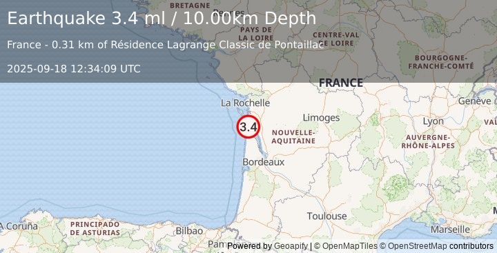 Earthquake FRANCE (3.5 ml) (2025-09-18 12:34:10 UTC)