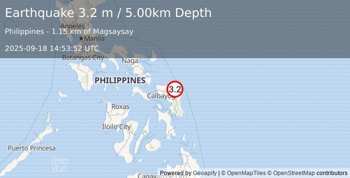 Earthquake SAMAR, PHILIPPINES (3.2 m) (2025-09-18 14:53:52 UTC)