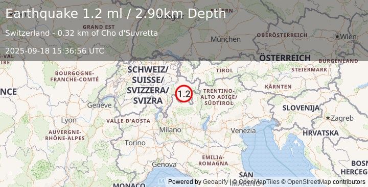Earthquake SWITZERLAND (1.2 ml) (2025-09-18 15:36:56 UTC)