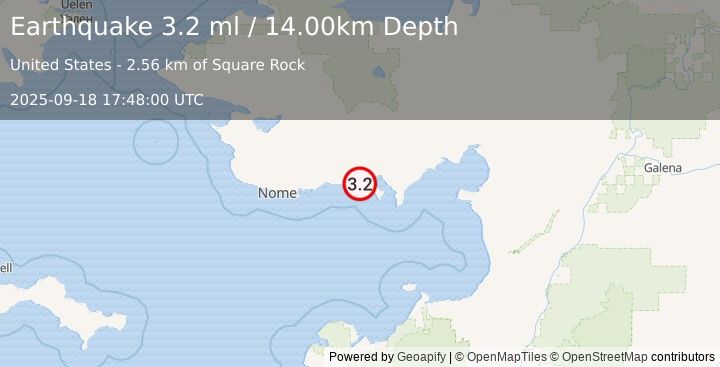 Earthquake NORTHERN ALASKA (3.2 ml) (2025-09-18 17:48:00 UTC)