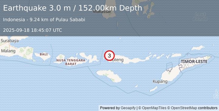 Earthquake FLORES REGION, INDONESIA (3.0 m) (2025-09-18 18:45:07 UTC)