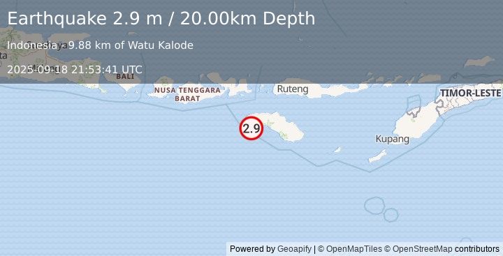 Earthquake SUMBA REGION, INDONESIA (2.9 m) (2025-09-18 21:53:41 UTC)