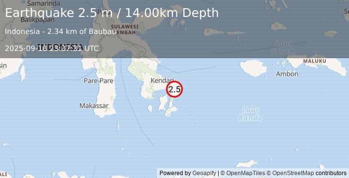 Earthquake BANDA SEA (2.5 m) (2025-09-18 23:37:31 UTC)